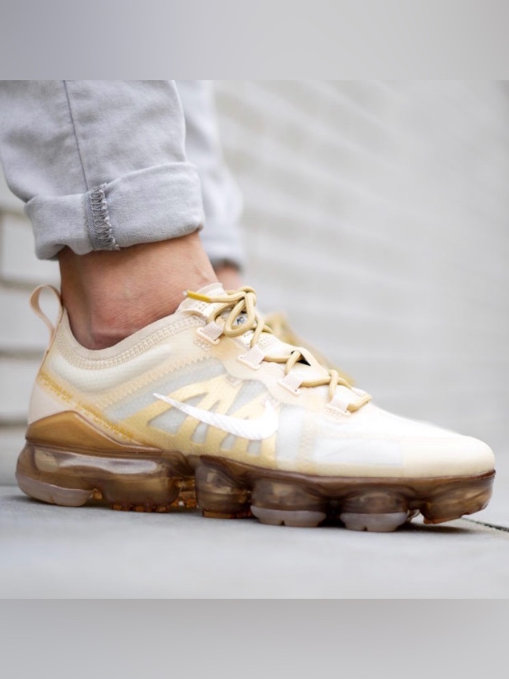 Nike Womens Air VaporMax 'White Gold' Sneakers
